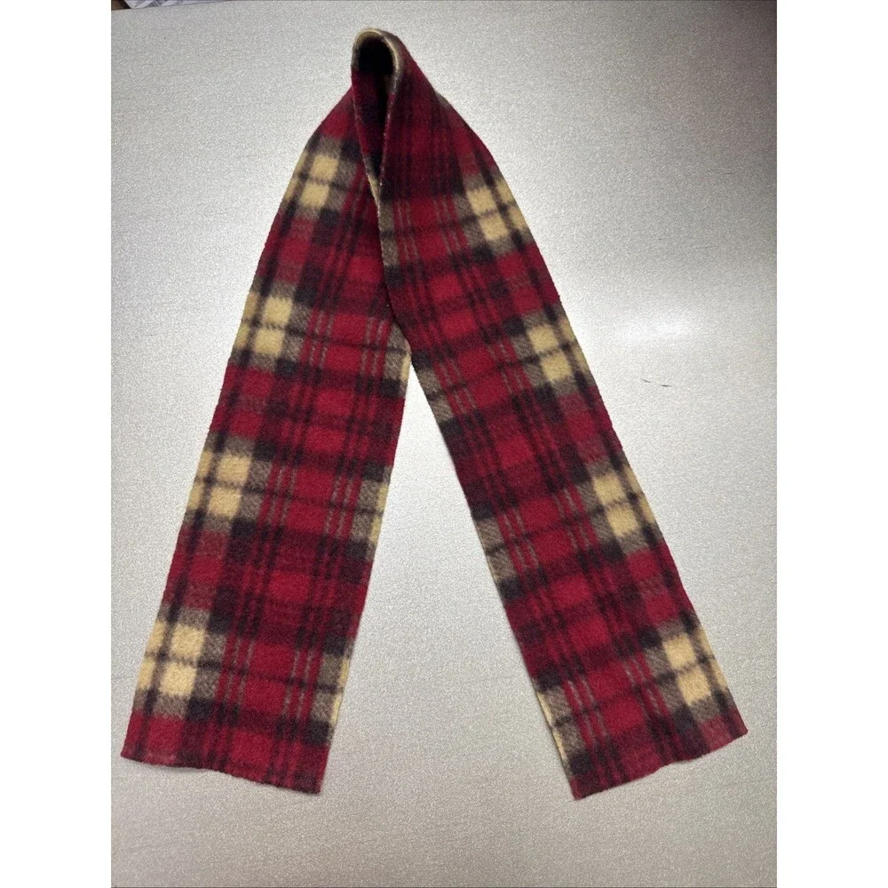 Plaid Fleece Doll Scarf - Classic Red & Tan Tartan Accessory